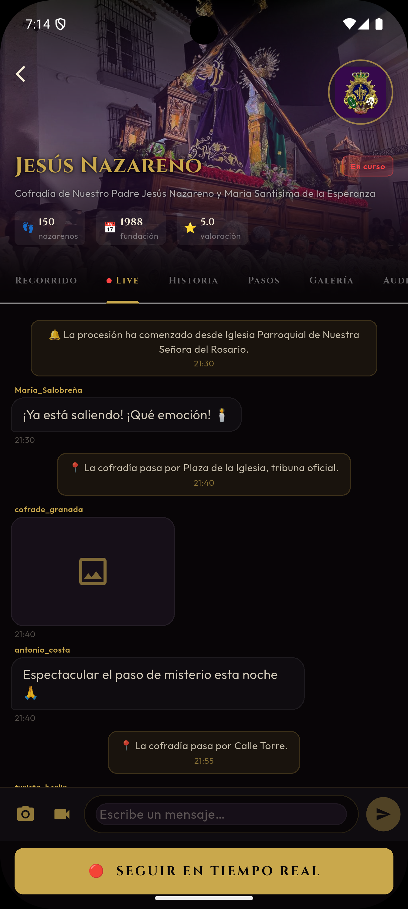 Pestaña Live en Pasión 360